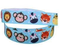 TWINKLE STAR BABY Safari Animal Grosgrain Ribbon 2m Length x 22mm Width Birthday Cakes, Hair Bows, Tiger, Lion, Giraffe, Zebra, Monkey