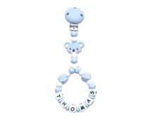 TWINKLE STAR BABY Silicone Blue & White Koala Bear Pram Charm Personalise with Your Babies Name