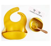 Twinkle Star Baby © - Silicone Feeding Set - 3 piece Bib Bowl Spoon (Mint)