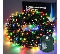 Twinkle Star Battery Fairy Lights Multicolour 10M 100 LED Christmas Lights | IP44 splash-resistant battery box with 6H-on/18H-off auto timer and 8 multicolour modes for festive party decor