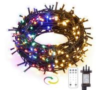 Twinkle Star Christmas Tree Lights Indoor Warm White & Multicoloured, 30m 300 LED Christmas Lights Outdoor Waterproof, Remote/Modes/Timer, Coloured String Lights Mains Powered for Xmas Decorations