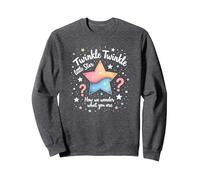 Twinkle Star Gender Reveal Nursery Rhyme Baby Surprise Sweatshirt, Adult Unisex, Dark Heather Grey, S