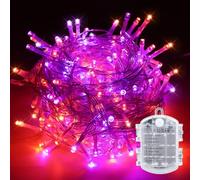 Twinkle Star Halloween Battery Fairy Lights, Orange Purple 10M 100 LED | Copper wire Halloween lights with 8 modes/timer, IP44 waterproof for indoor outdoor porch decor