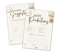 Twinkle & Twine Baby Predictions & Name Suggestions - Neutral Unisex Teddy Bear Theme - Baby Shower Activity for 20 Guests - A5 Size (20)