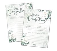 Twinkle & Twine Baby Predictions & Name Suggestions - Sage Green Eucalyptus Greenery Theme - Baby Shower Activity for 20 Guests - A5 Size (20)