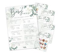 Twinkle & Twine Sage Green Eucalyptus Baby Shower Games Bundle - 10 Pack | 6 Fun Games, Who Knows Mummy Best, Beer or Baby, Emoji Quiz, A5, Double-Sided, Gender Neutral Greenery Botanical Theme