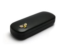 TWINKLE TWINKLE 1 pcs Yellow&Black Crystals Bee Glasses Black Leather Covered Honeybee Diamonds Case Hard Shell Eyeglasses Case Protective for Men&Women Girl&Boy Gift (Left Corner Yellow&Black)