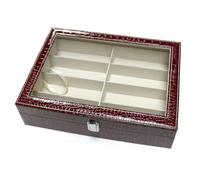 TWINKLE TWINKLE 8 Grids Crocodile Glasses Sunglasses Display Box Faux Leather Spectacles Storage Box Organiser Wine Crocodile PU Leather