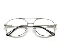 TWINKLE TWINKLE Big Double Bridge Metal Frame Reading Glasses Easy to Read R490(1 Pair Silver +1.25 Magnification)