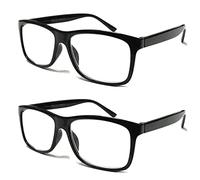 TWINKLE TWINKLE Big Lens Simple Plain Colourful Reading Glasses/Comfort Designed R140 (2 Pairs Black, +3.00 Magnification)