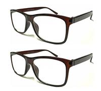 TWINKLE TWINKLE Big Lens Simple Plain Colourful Reading Glasses/Comfort Designed R140 (2 Pairs Brown, +1.50 Magnification)