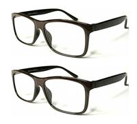 TWINKLE TWINKLE Big Lens Simple Plain Colourful Reading Glasses/Comfort Designed R140 (2 Pairs Coffee, +4.00 Magnification)