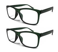 TWINKLE TWINKLE Big Lens Simple Plain Colourful Reading Glasses/Comfort Designed R140 (2 Pairs Dark Green, +4.00 Magnification)