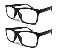 TWINKLE TWINKLE Big Lens Simple Plain Colourful Reading Glasses/Comfort Designed R140 (2 Pairs Matte Black, +4.00 Magnification)