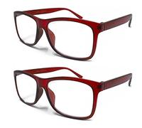 TWINKLE TWINKLE Big Lens Simple Plain Colourful Reading Glasses/Comfort Designed R140 (2 Pairs Matte Red, +4.00 Magnification)