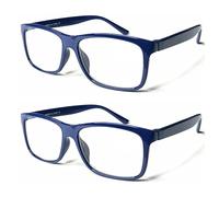 TWINKLE TWINKLE Big Lens Simple Plain Colourful Reading Glasses/Comfort Designed R140 (2 Pairs Navy, +0.50 Magnification)