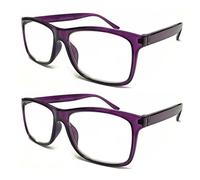 TWINKLE TWINKLE Big Lens Simple Plain Colourful Reading Glasses/Comfort Designed R140 (2 Pairs Purple, +3.00 Magnification)