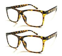 TWINKLE TWINKLE Big Lens Simple Plain Colourful Reading Glasses/Comfort Designed R140 (2 Pairs Tortoiseshell Amber, +1.50 Magnification)