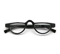 TWINKLE TWINKLE Half-moon Reading Glasses With Black Leather Glasses Case/Spring Hinge R324 (1 Pair Black With Glasses Case, +300 Magnification)