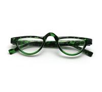 TWINKLE TWINKLE Half-moon Reading Glasses With Green Tortoiseshell Leather Glasses Case/Spring Hinge R324 (1 Pair Green Tortoiseshell With Glasses Case, 300 Magnification)