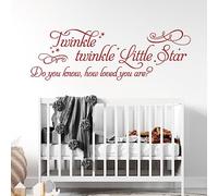Twinkle Twinkle Little Star, do You Know How Loved You are?... - Baby Nursery Wall Art Sticker [Large] [Cherry]