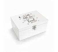 "Twinkle Twinkle Little Star, Do You Know How Loved You Are" Engraved Baby Memory Box | White Wooden Keepsake Storage | Unisex Gift for New Parents, Baby Shower & Newborn | 27cm x 19cm x 14cm