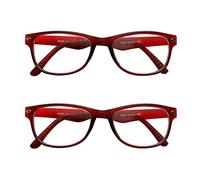 TWINKLE TWINKLE Stylish Unisex Reading Glasses 8 Colourful Trendy Retro Designer Anti-Slip Arm R223 (2 Pairs Red, 200 Magnification)