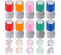 TWINKLEMON 10 Pcs Cute Characters Action Teacher Stamp, Teachers Self-Inking Reward Stamps, Fun Encouragement Review Grading Stamper for Teacher Classroom Essentials School Student, Includes no Ink