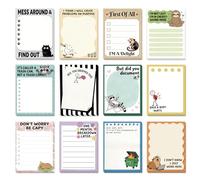 TWINKLEMON 12 Pack Funny Sticky Notes, Humorous Quotes Colorful Self-Adhesive Paper Note, Novelty Memo Pads Gifts for Coworkers School Office Stationery Supplies Desk Accessories(50 Sheets per Pad)