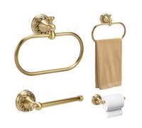 TWINKLEMON 2 Pieces Set Retro Toilet Roll Holder & Towel Ring Holder, Wall Mounted Paper Towel Holder and Hand Towel Rack for Bathrooms Accessories, Bathrooms Hardware Set for Home Kitchen(Rectangle)