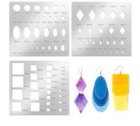 TWINKLEMON 3 Pcs Journal Metal Stencils,Geometric Shape Painting Stencil Kit,Square Circle Ellipse Rhombus Stencils for Crafts Reusable,Drawing Templates for DIY Scrapbooking Photo Engraving