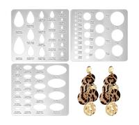 TWINKLEMON 3 Pcs Metal Geometric Stencils, Circle Ellipse Teardrop Cutouts Painting Stencils for Crafts Reusable, Journal Drawing Stencil Template for DIY Engraving Painting Scrapbooking