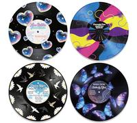 twinklemon 4 Pcs Butterflies Flowers Vinyl Record Wall Decor | Fake Album Cover Music Posters, Self Adhesive Retro Records Wall Stickers Art for Bedroom Grunge Music Aesthetic Room Decor