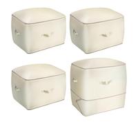TWINKLEMON 4 Pcs Space Saving Self Compression Storage Bags, Large Expandable Duvet Storage Organisers Bag, Compression Packing Cubes with Handles&Zipper for Bedding Clothing Blankets Comforter, Beige