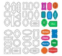 TWINKLEMON 4 Set Label Frame Cutting Dies for Card Making, 59 Style Label Metal Die Cutting, DIY Craft Dies Embossing Tools for Making The Cut Scrapbooking Christmas Invitation Cards Album Birthday
