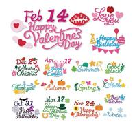 TWINKLEMON 4 Set Word Cutting Dies for Card Making, 16 Style Holiday Blessing Metal Cutting Dies, Happy Valentines DIY Craft Die Cut Stencil Embossing Tool for Making The Cut Birthday Invitation Cards