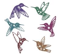 twinklemon 6PCS Metal Hummingbird Wall Art Decor, Colorful Birds Outdoor Wall Decor, Iron Hanging Decor Ornaments Bird Wall Art Decorations for Garden Fence Yard Living Room Patio Balcony