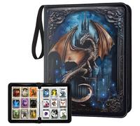 TWINKLEMON 9 Pocket Trading Card Binder for 1008 Cards, Dragons & Magic Castles Card Collection Album Box with Zipper, PU Leather Top Loaders Cards Storage Binders Folder for Collectible Games Sports