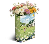 TWINKLEMON Large Book-Shaped Decorative Vase, Pastoral Style Ceramic Book Shaped Vases for Flowers, Aesthetic Unique Flower Book Vase for Bookshelf Living Room Bedroom Room Table Decor Home Office