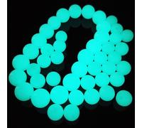 TWINKLING Glow in The Dark Beads, Luminous Solar Stones Beads with Hole - Round Glowing, 100pcs (6mm, Blue Green)