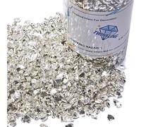 TWINKLING High Luster Fire Glass Stones Glitter, Broken Shattered Chips Crushed Glass Stones for Fire Pit Fire Place, Crafts Resin Art, Aquarium Garden Decoration, 9-12mm(370g/13oz.) (Silver)