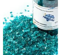 TWINKLING High Luster Fire Glass Stones Glitter, Broken Shattered Gems Chips Crushed Glass Stones for Fire Pit, Crafts Resin Art, Aquarium Garden Decoration, 9-12mm(370g/13oz.) (Turquoise)