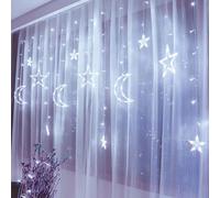 Twinkling Moon Star String Lamp Led Curtain Fairy Light Party Home Decor Plug In - Cold White
