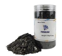 TWINKLING Natural Colored Mica Flakes, Gilding Flakes, Leaf for DIY Resin Art, Nail Art, Painting, Jewelry Making, 2-4mm, 150g/5.3oz. (Black)