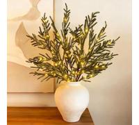 Twinkling Tree Enchanted Evergreen Pine with Lights, Pine*5 | Christmas Enchanted Evergreen Olive Branch Lighted Artificial OliveStems, Lit Norfolk Pines Stems for Christmas DIY Vase