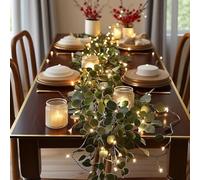 Twinkling Tree Olive Vine - 6ft Fairy Light Olive Vine Garland, Artificial Greenery Garland with 96 LED, Timer, Battery Operated for Mantel & Home Decor (2 PCS)