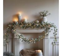 Twinkling Tree Olive Vine, 6ft Fairy Light Olive Vine Garland with Warm LED Lights, Battery Operated Artificial Greenery Garland for Christmas, Spring, Mantle, Fireplace, Table Home Decor(2pcs)