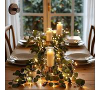 Twinkling Tree Olive Vine, 6ft Fairy Light Olive Vine Garland with Warm White LED Lights, Battery Operated for Fireplace Mantle/Christmas/Home Decor (#A)