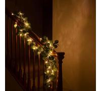 Twinkling Tree Olive Vine, Fairy Light Olive Vine Garland with Warm White LED, 6ft Fairy Light Olive Vine Garland, Artificial Greenery for Christmas Spring Fireplace Mantle Battery Operated