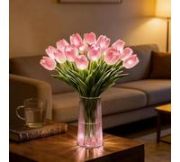 Twinkling Tree Tulips Night Light, 15 PCS Radiant Romantic Tulip Light with Vase, LED Flower Lamp that Never Fade, Artificial Bouquet for Bedroom Bedside Decor, Gifts for Women Mom, Vase Not Included